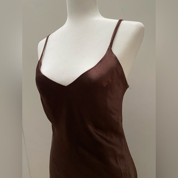 Oak + Fort Midi Slip Dress Silky Brown - Picture 2 of 6